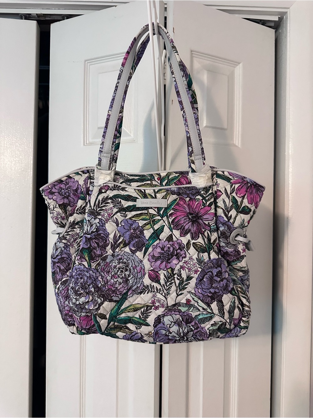 Vera Bradley Lavender & Green Floral Quilted Tote